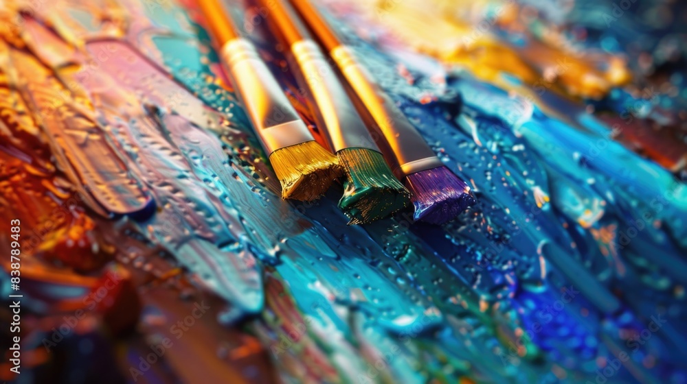 Tubes with art oil paint on a palette. Colorful art paints close-up Tubes with art oil paint on a palette. Colorful art paints close-up