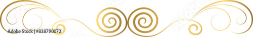 Decorative swirls dividers, old text delimiter, golden calligraphic swirl ornaments, vintage divider	