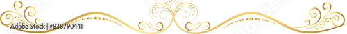 Decorative swirl divider, old text delimiter, golden calligraphic swirl ornament, vintage divider	