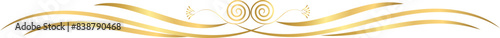Decorative swirl divider, old text delimiter, golden calligraphic swirl ornament, vintage divider	