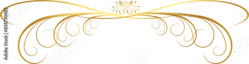 Decorative swirl divider, old text delimiter, golden calligraphic swirl ornament, vintage divider	