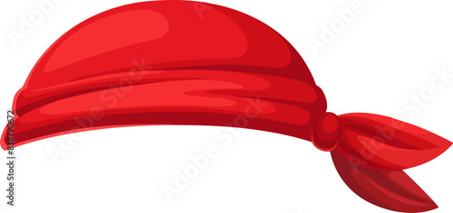 Pirate and corsair sailor bandana, cartoon carnival costume hat for Halloween party head scarf. Vector red bandana, headband or headscarf with side knot. Piracy textile accessory, pirate sailor cap