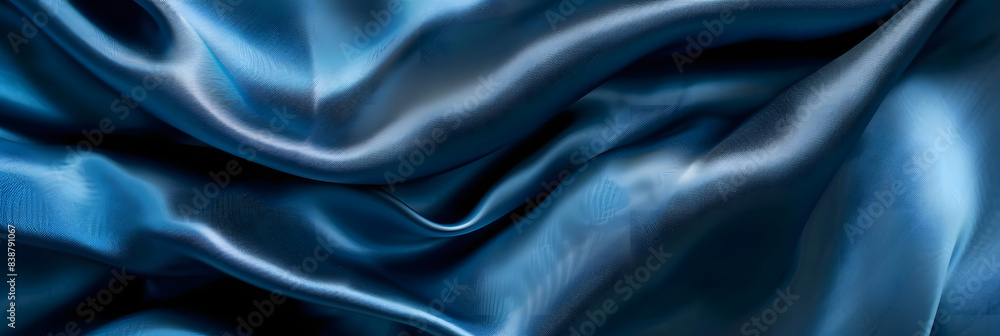 Close up copy space image of a premium blue fabric texture used as a decorative textile background for interior design Close up copy space image of a premium blue fabric texture used as a decorative textile background for interior design