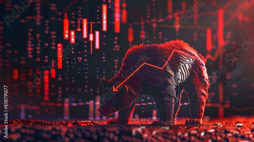 Bear market concept with stock chart and digital numbers