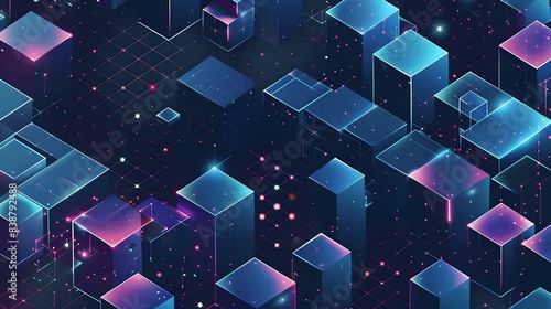 Abstract geometric background with isometric digital design