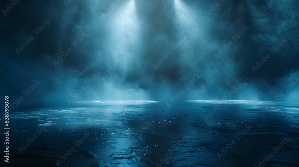 Dark street with wet asphalt and reflections of rays Dark street with wet asphalt and reflections of rays