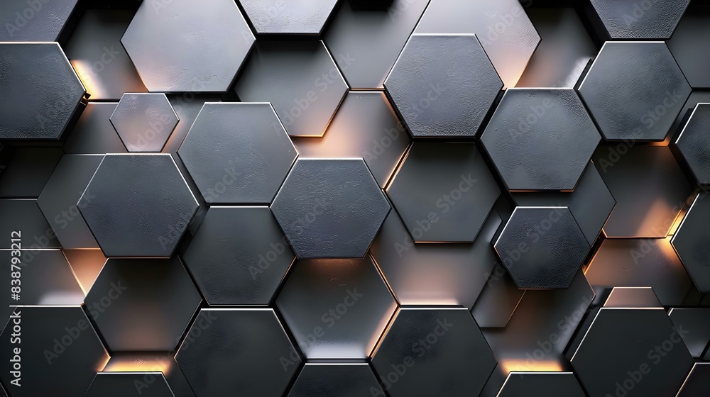 Hexagonal abstract metal background with light Hexagonal abstract metal background with light
