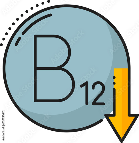Hematology, anemia disease B12 deficiency symptom color line icon. Cardiovascular disease, health care test or hematology medicine diagnose linear vector symbol. Cardiology symptom thin line icon