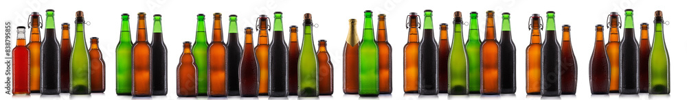 Set of bottle of beer or cider isolated on white background Set of bottle of beer or cider isolated on white background