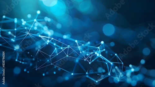 Abstract connected dots and lines on blue background
