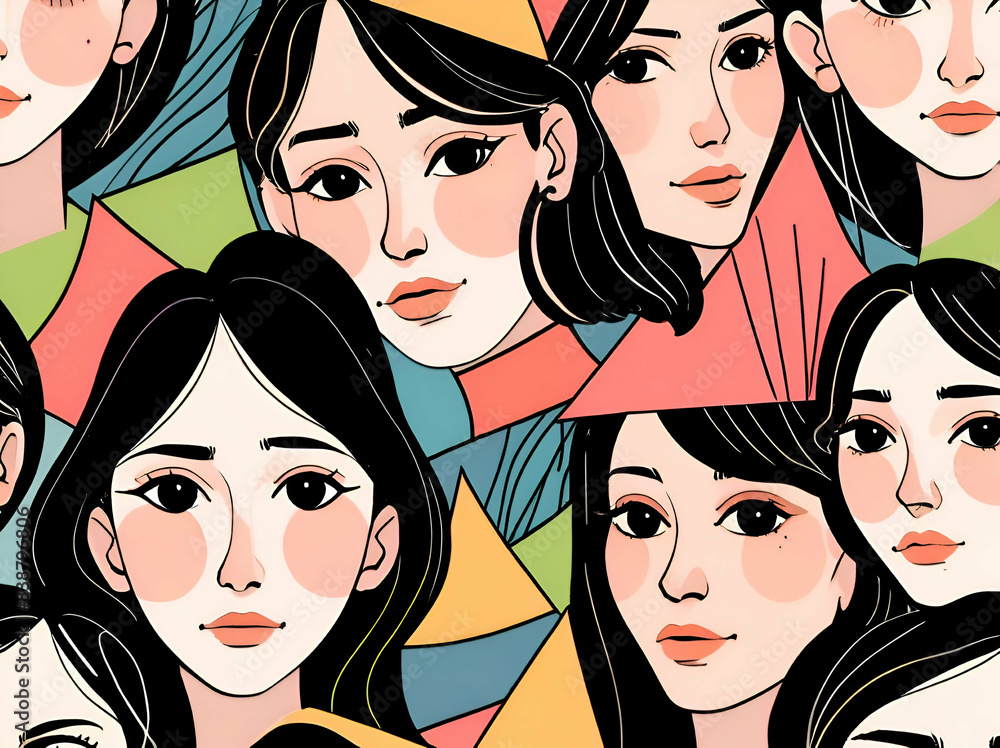 abstract minimal Modern line art faces geometrical portraits illustration in cubism style abstract minimal Modern line art faces geometrical portraits illustration in cubism style