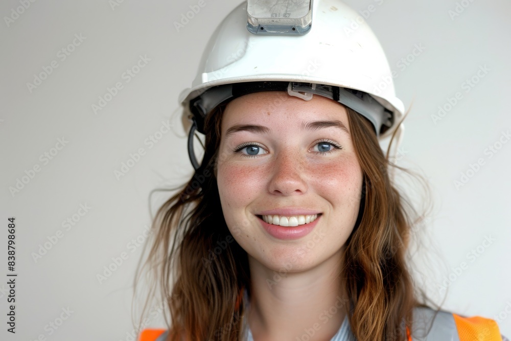 Beautiful blonde young adult woman in a jeans cap and casual denim overalls outfit smiling portrait shots on white background in a studio. Beautiful blonde young adult woman in a jeans cap and casual denim overalls outfit smiling portrait shots on white background in a studio.