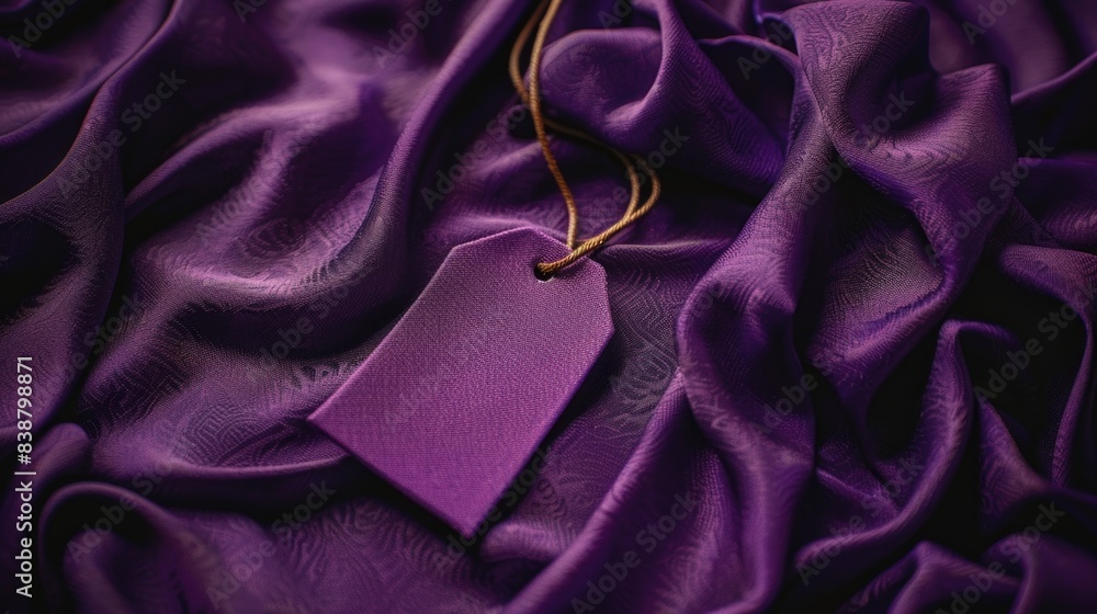 Violet Tag on the Violet dress. Cloth label tag Violet mockup