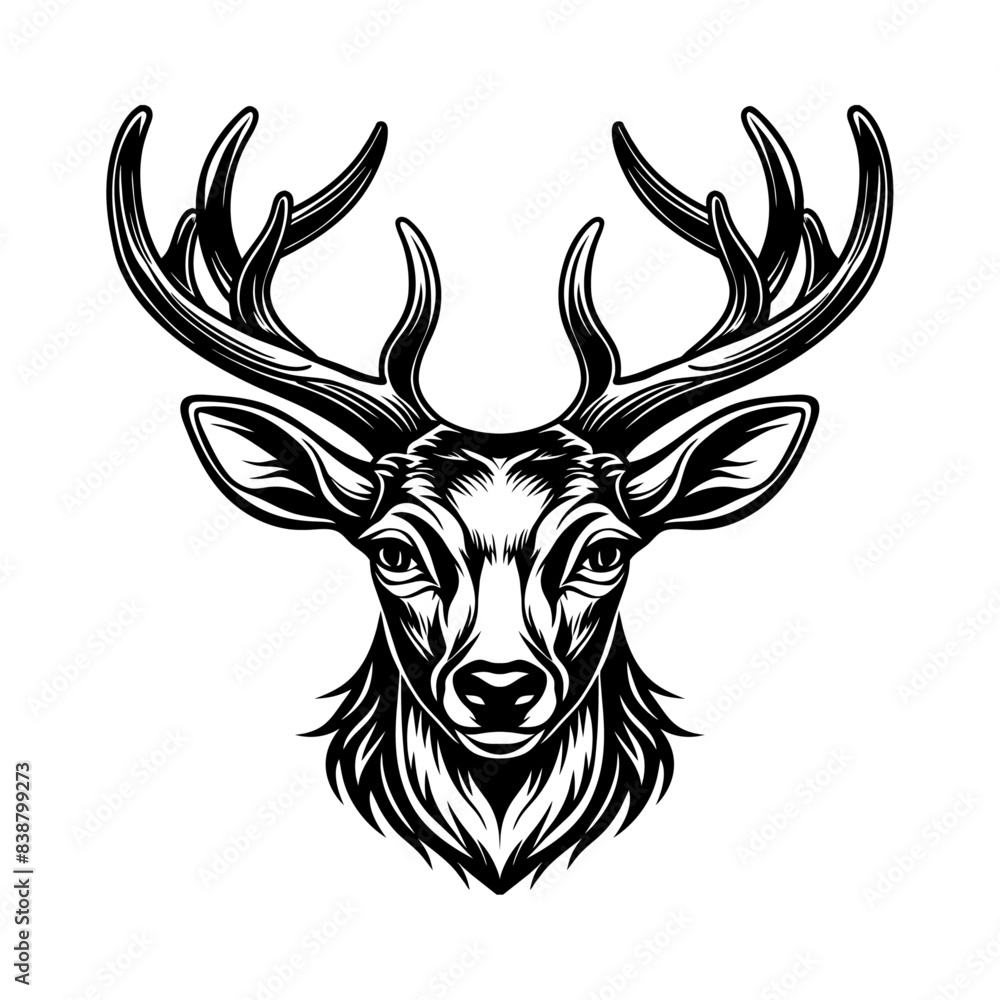 Fototapeta premium deer head reindeer head Silhouette vector illustration