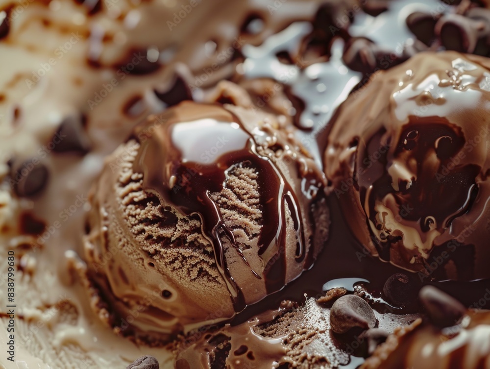 Three scoops of chocolate ice cream Three scoops of chocolate ice cream