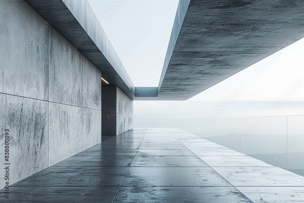 Obraz premium Concrete outdoor square building,Empty architectural background. 