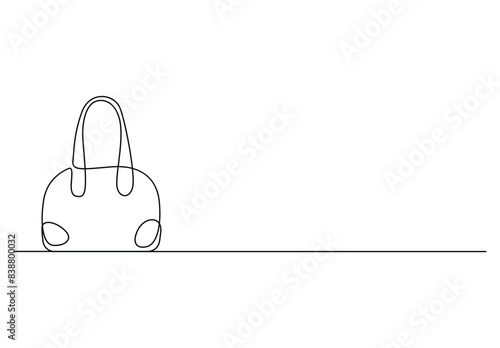 Continuous single line drawing of woman fashion bag for traveling or shopping vector illustration. Pro vector