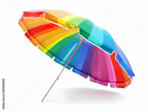 Colorful striped umbrella providing shade  perfect for beach or outdoor activities under the sun. Vibrant  fun  and essential for summer days.