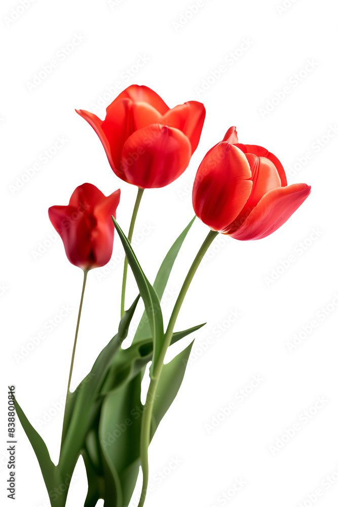 Vibrant red tulips on transparent background Vibrant red tulips on transparent background