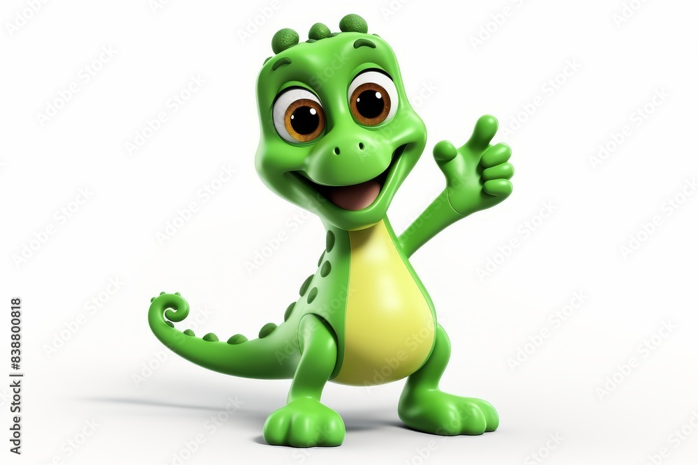 Fototapeta premium Adorable crocodile childrens toy waving its paw, cute funny playful gift for kids