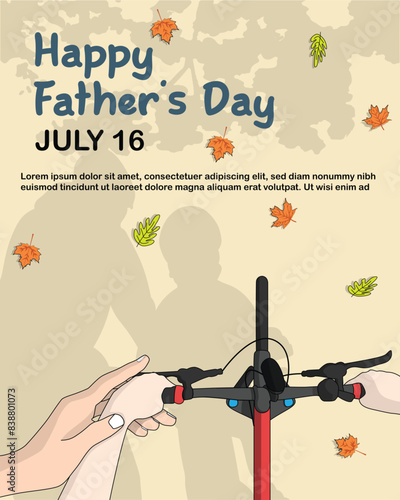Hand drawn fathers day greetings card poster template