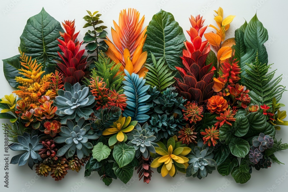A pristine white background serves as the canvas for an isolated arrangement of nature-inspired leaves and flowers, offering a captivating visual element. A pristine white background serves as the canvas for an isolated arrangement of nature-inspired leaves and flowers, offering a captivating visual element.
