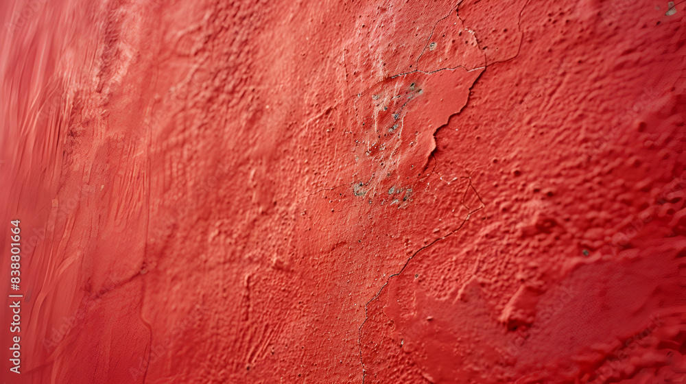 Closeup red wall on the wall taking to the up, generative AI Closeup red wall on the wall taking to the up, generative AI
