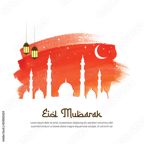 Hand drawn Eid Al Adha Mubarak Islamic festival greeting background