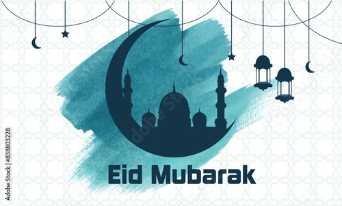 Hand drawn Eid Al Adha Mubarak Islamic festival greeting background