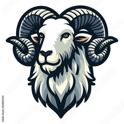 head of a goat Vector Illustration. Sheep in cartoon Style, Logo, Icon, Symbol. Isolated on a white background