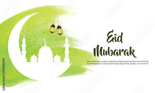 Hand drawn Eid Al Adha Mubarak Islamic festival greeting background