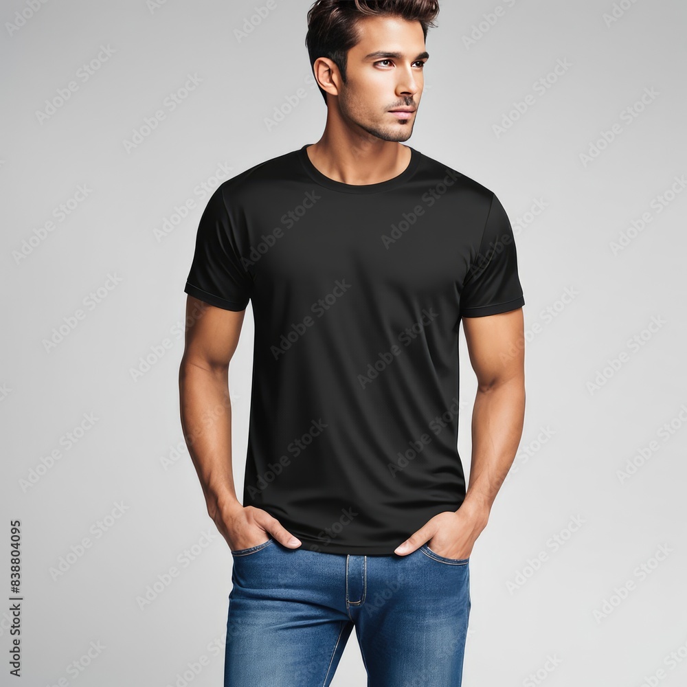 black t-shirt mockup isolated white background black t-shirt mockup isolated white background