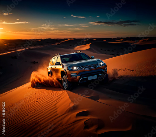 Vehicle driving through the desert © Elba Cabrera