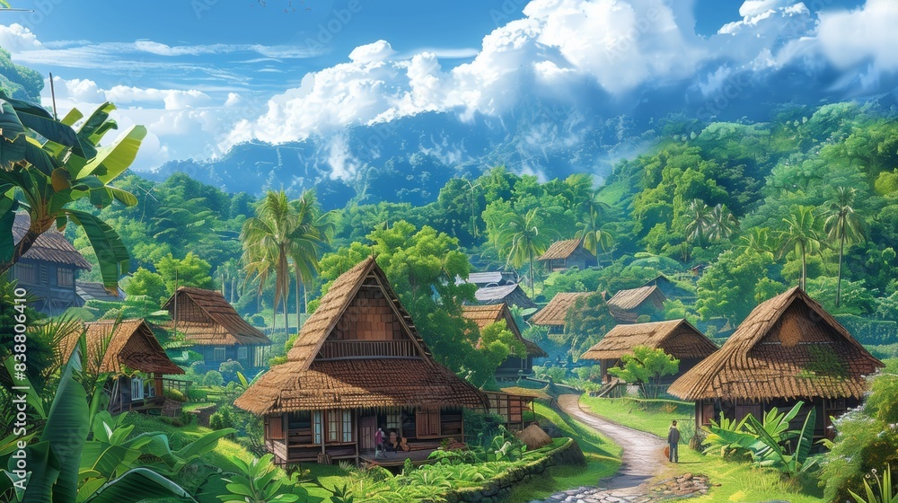 Traditional Village Illustration Traditional Village Illustration