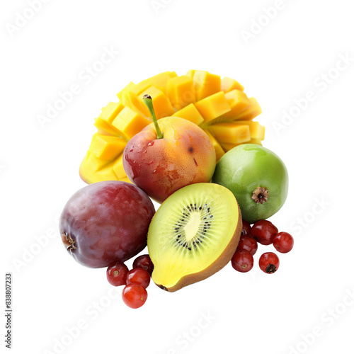 Tropical fruit assortment on transparent background photo