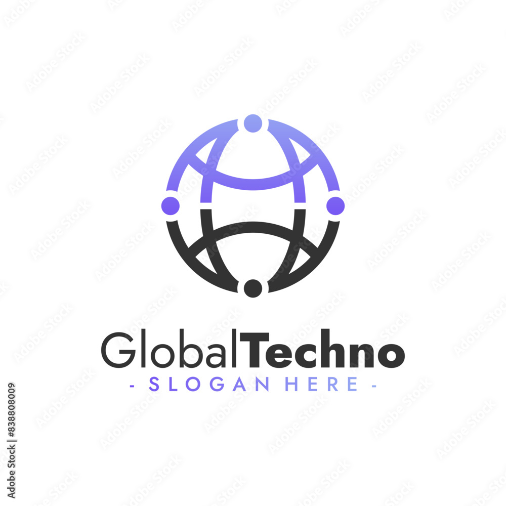 Global Technology Logo. Network and science design. Vector Illustration Global Technology Logo. Network and science design. Vector Illustration