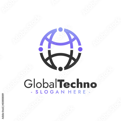 Global Technology Logo. Network and science design. Vector Illustration