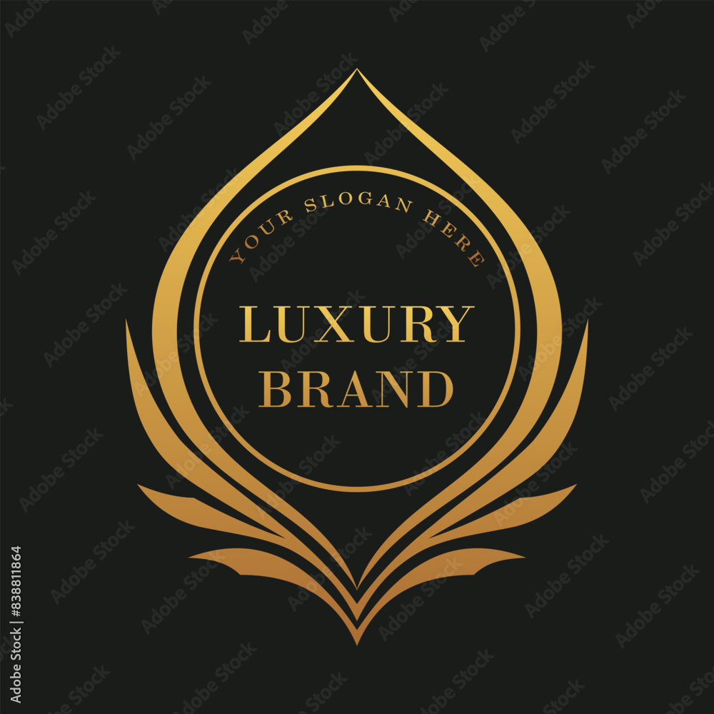 Obraz premium luxurious gold-colored logo with ornaments