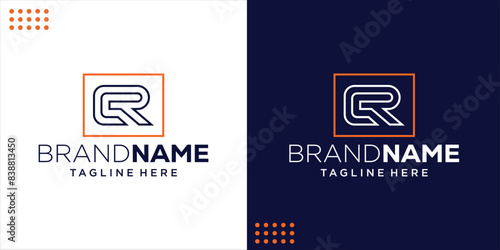 Creative CR Logo in a Box, Design Inspiration, Illustration, Vector