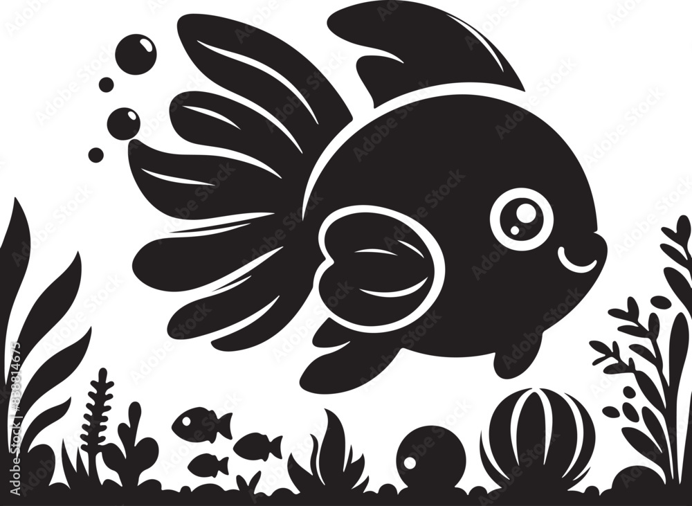 cute fish illustration vector silhouette cute fish illustration vector silhouette