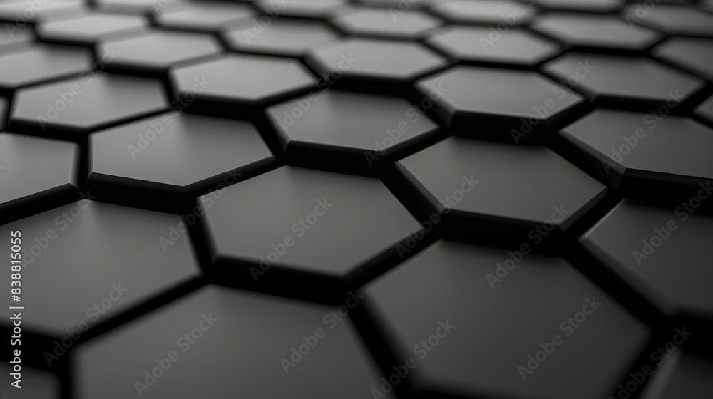 Abstract black hexagonal pattern background with 3D depth. Modern futuristic design with a sleek and minimalist geometric layout. Abstract black hexagonal pattern background with 3D depth. Modern futuristic design with a sleek and minimalist geometric layout.