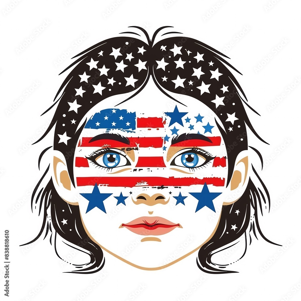 Face painting designs featuring the American flag Face painting designs featuring the American flag