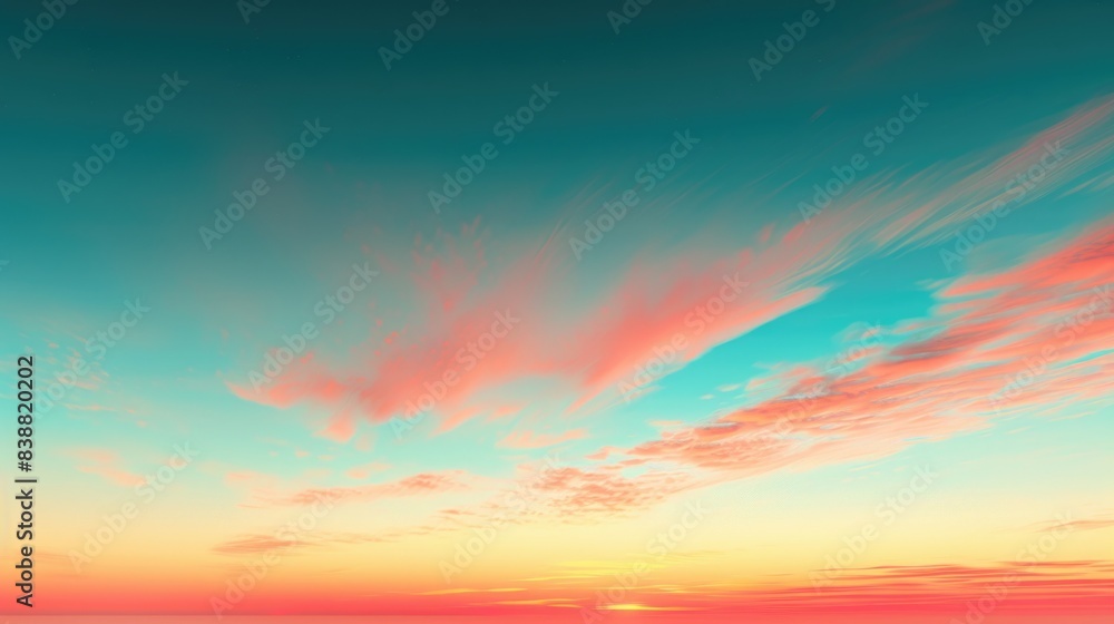 Vibrant Sunset Sky with Streaked Clouds and Warm Hues Vibrant Sunset Sky with Streaked Clouds and Warm Hues