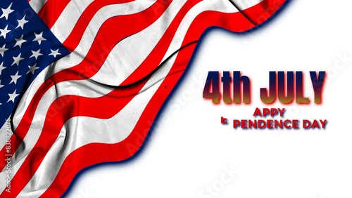 4th july USA independence day,flag waving short video animation. photo