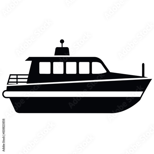 river water taxi flat style silhouette, a water taxi silhouette, isolated white background