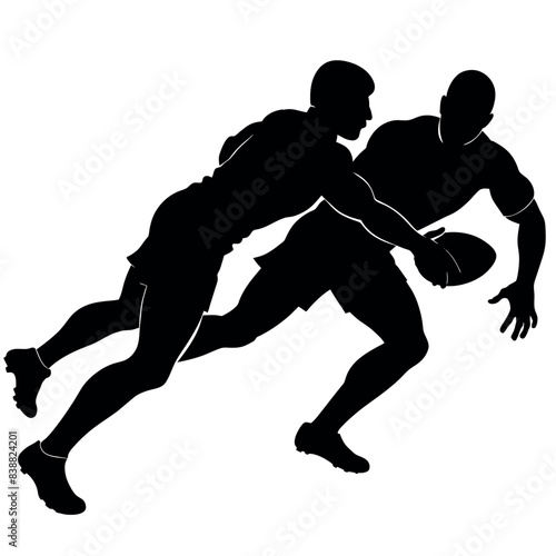 Rugby players dump vector silhouette white background