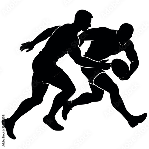 Rugby players dump vector silhouette white background
