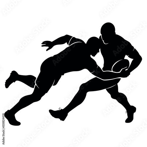Rugby players dump vector silhouette white background