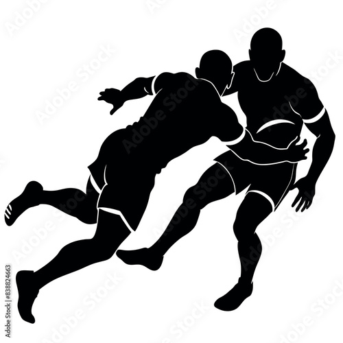 Rugby players dump vector silhouette white background