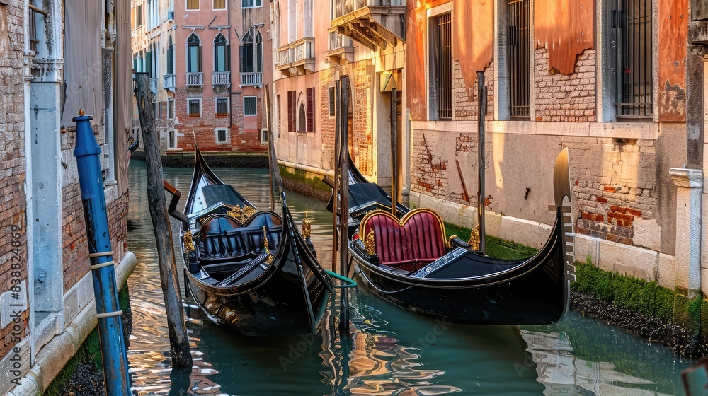 A romantic scene of a couple sharing a gondola ride along the canal, passing under ornate bridges and beside historic buildings.
A romantic scene of a couple sharing a gondola ride along the canal, passing under ornate bridges and beside historic buildings.